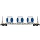 61` 8` Bulkhead Flatcar w/Wind Turbine Blade Mounts - Ready to Run -- Transportation Technology Services PEYX 35474 (For BNSF Wi