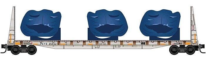 61` 8` Bulkhead Flatcar w/Wind Turbine Components Load - Ready to Run -- Transportation Technology Services PEYX 35452 (For BNSF