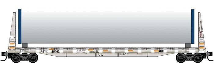 61` 8` Bulkhead Flatcar w/Wind Turbine Components Load - Ready to Run -- Transportation Technology Services PEYX 35462 (For BNSF