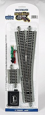 No. 5 Remote-Control Turnout, Nickel Silver Rail, Gray Roadbed - E-Z Track -- Right Hand, HO, Bachmann Industries 44566