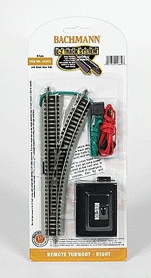 Remote Turnout w/Nickel Silver Rail & Gray Roadbed - E-Z Track(R) -- Right Hand - 11.25′ (28., N, Bachmann Industries 44862