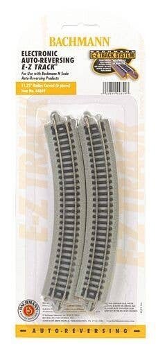 Auto-Reversing Track w/Nickel Silver Rail & Gray Roadbed - E-Z Track(R) -- 11-1/4′ Radius Cur, N, Bachmann Industries 44849