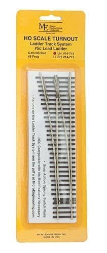Code 83 Ladder Track System Turnout -- 5c Left Hand Lead Ladder, HO, Micro Engineering 14714