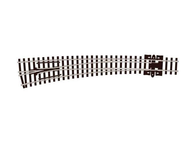 Code 80, Left-Hand Curved Turnout (36/18′ Radius) Electrofrog -- Curved Double Radius Left Hand, N, Peco SLE387