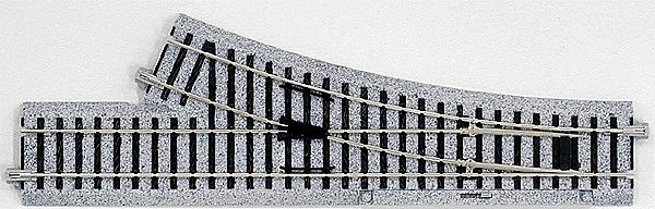 Manual Turnout - Unitrack -- Right Hand 9-3/4` 246mm Long, 19-1/4` 490mm Radius, HO, Kato USA Inc 2841