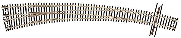 Code 55 Curved Turnout 21-1/4` Outside & 15` Inside Radius -- Left Hand, N, Atlas Model Railroad Co. 2058