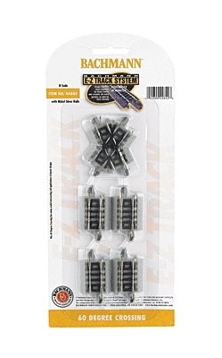 Crossing w/Nickel Silver Rail & Gray Roadbed - E-Z Track(R) -- 60 Degree, N, Bachmann Industries 44842