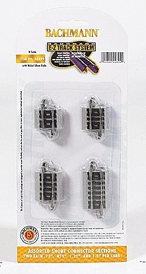 E-Z Track(R) w/Nickel Silver Rail & Gray Roadbed -- Assorted Short Connecting Sections (2 Eac, N, Bachmann Industries 44899