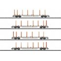 Type Sgns KLV Flatcar w/Log Bunks 4-Pack - Ready-to-Run -- AAE Cargo (Era VI 2014, gray, orange), N, Trix 18710