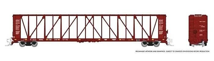 NSC 73′ Centerbeam Flatcar 6-Pack - Ready to Run -- Northwestern Oklahoma NOKL (Boxcar Red), N, Rapido Trains Inc 562006