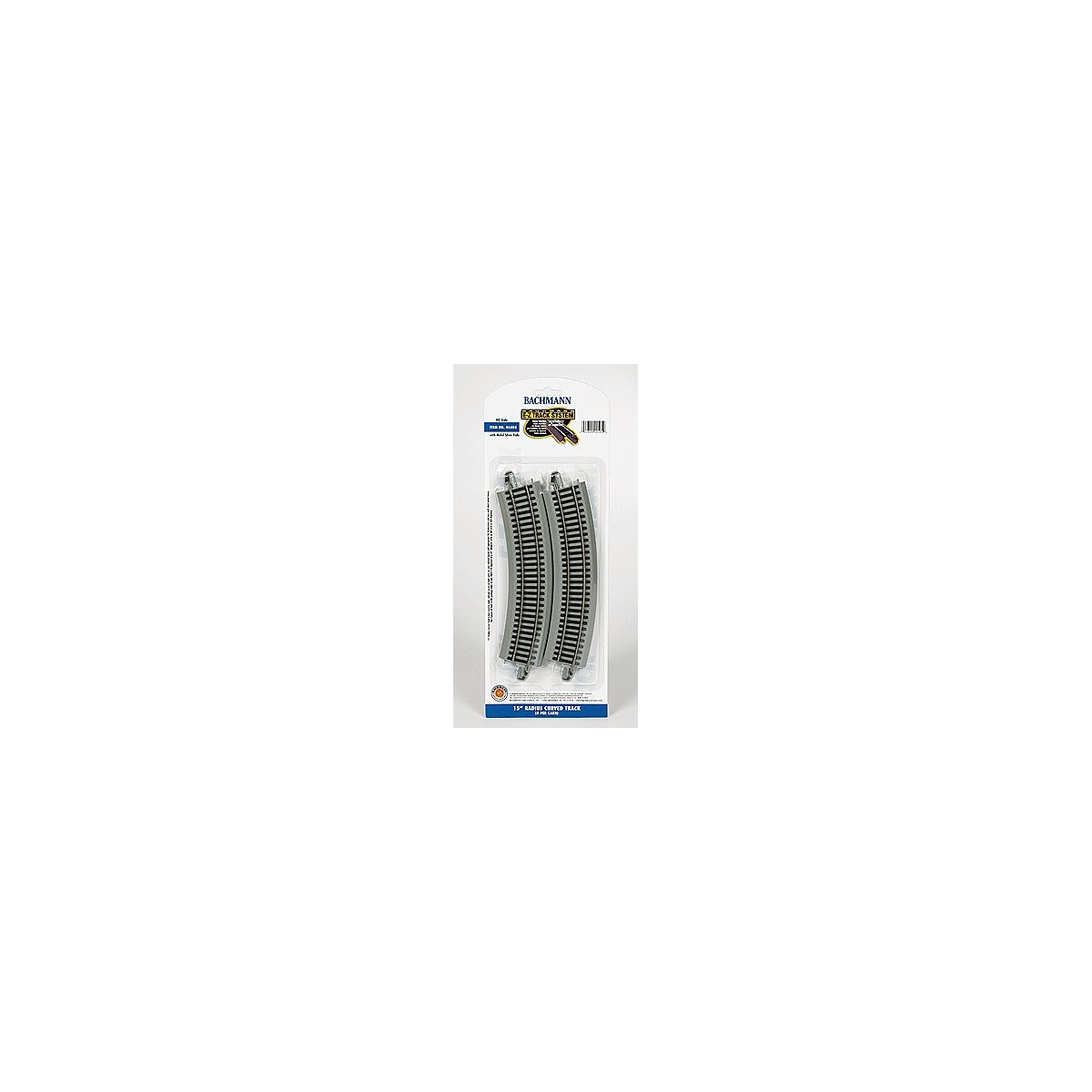 Curved Track w/Nickel Silver Rail & Gray Roadbed - E-Z Track(R) -- 15′ Radius pkg(4), HO, Bachmann Industries 44505