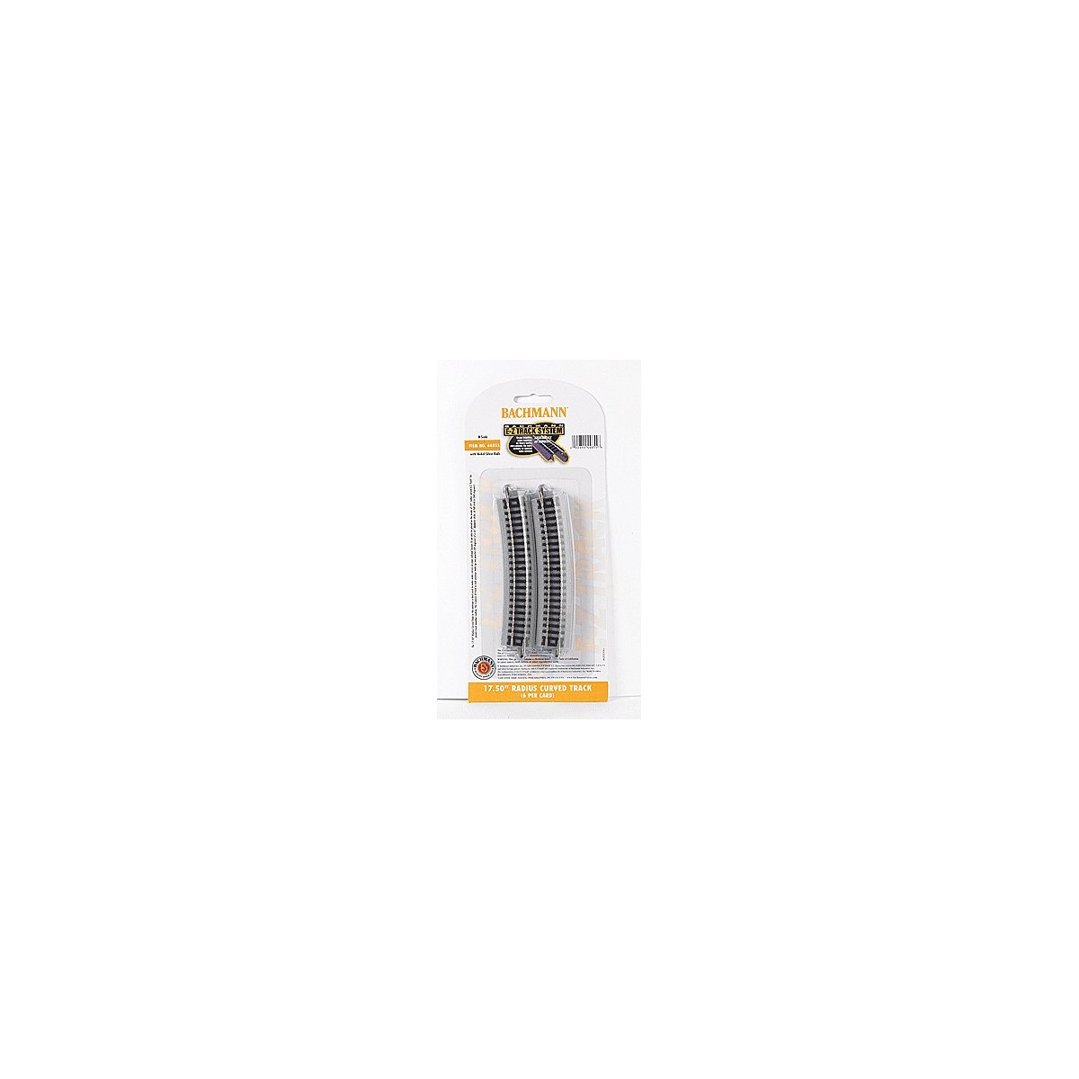 E-Z Track(R) w/Nickel Silver Rail & Gray Roadbed -- 17-1/2′ Radius Curve pkg(6), N, Bachmann Industries 44855