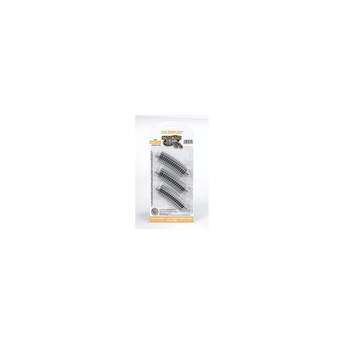 Curved Track w/Nickel Silver Rail & Gray Roadbed - E-Z Track(R) -- 11-1/4′ Radius Half Sectio, N, Bachmann Industries 44821