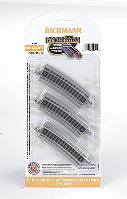 Curved Track w/Nickel Silver Rail & Gray Roadbed - E-Z Track(R) -- 11-1/4′ Radius Half Sectio, N, Bachmann Industries 44821