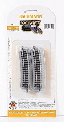 Curved Track w/Nickel Silver Rail & Gray Roadbed - E-Z Track(R) -- 12-1/2′ Radius Half Sectio, N, Bachmann Industries 44822