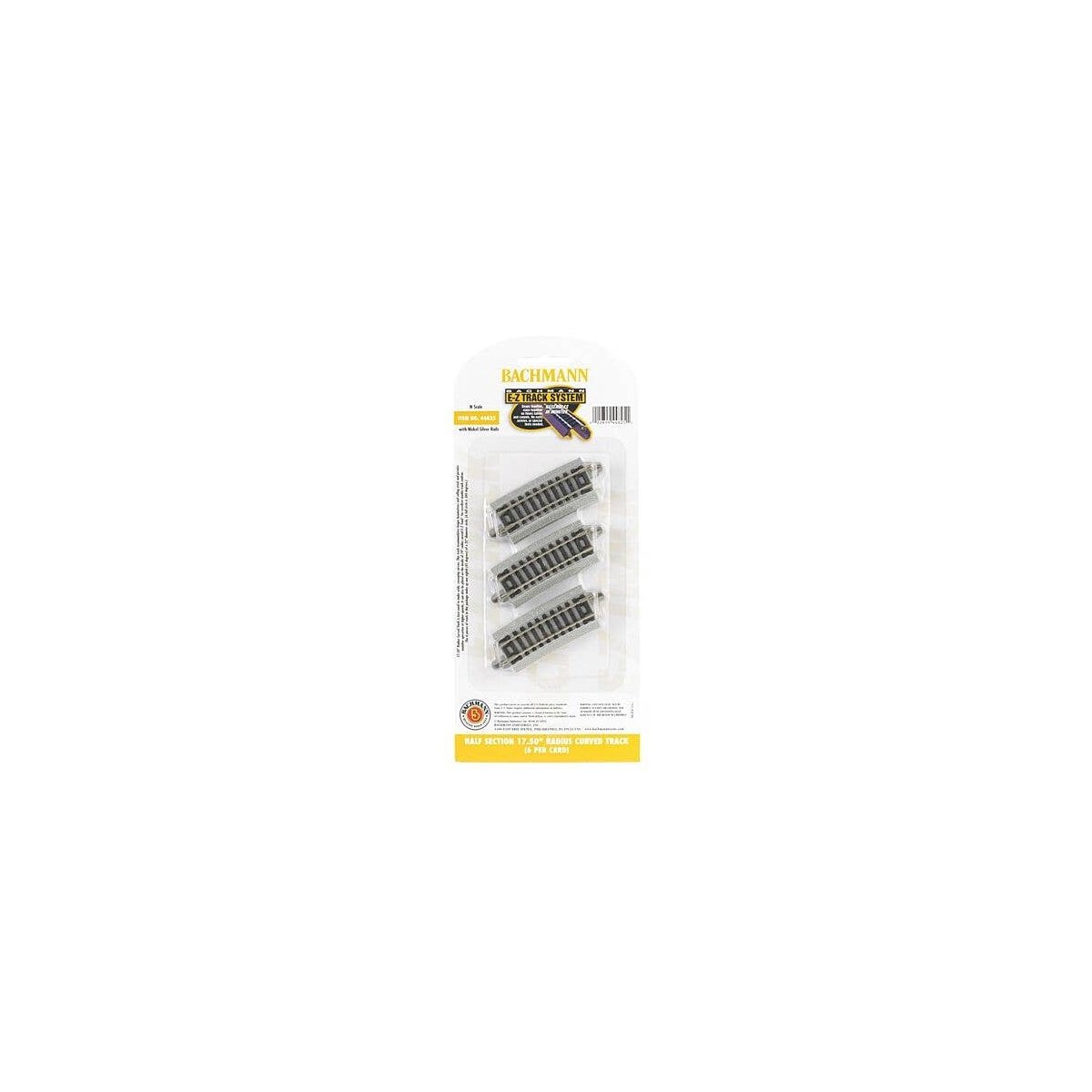 Curved Track w/Nickel Silver Rail & Gray Roadbed - E-Z Track(R) -- 17-1/2′ Radius Half Sectio, N, Bachmann Industries 44825
