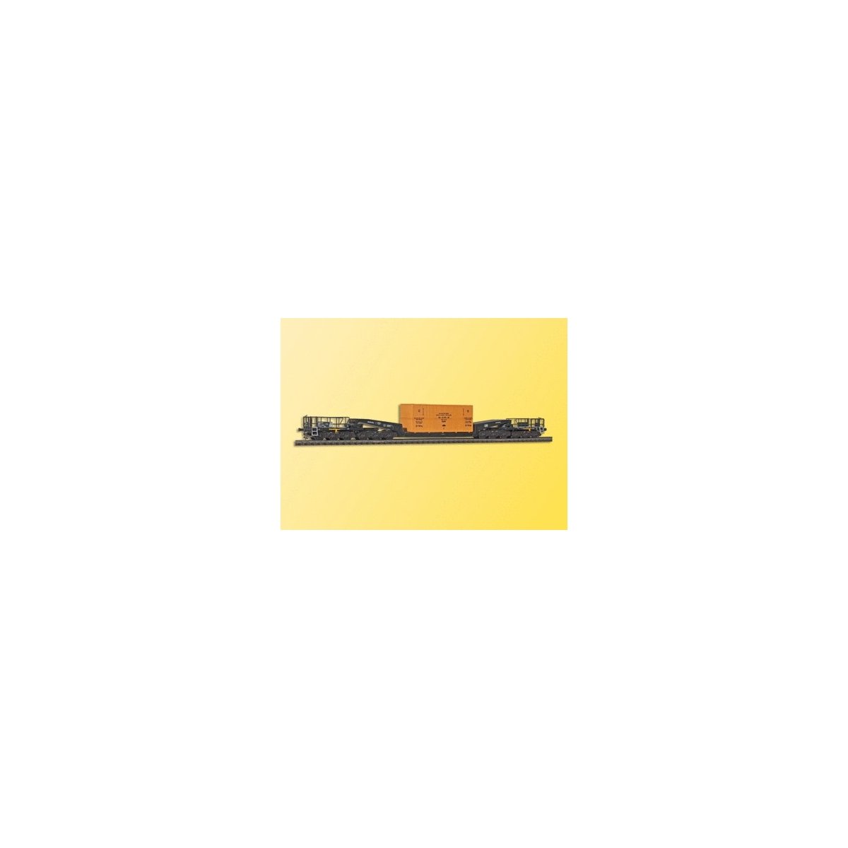 Depressed Center 12-Axle Heavy-Duty Flatcar w/Load - Kit -- DB (black, white) w/Large Shipping Crate Load, HO, Kibri 16510