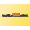 Depressed Center 12-Axle Heavy-Duty Flatcar w/Load - Kit -- DB (black, white) w/Large Shipping Crate Load, HO, Kibri 16510