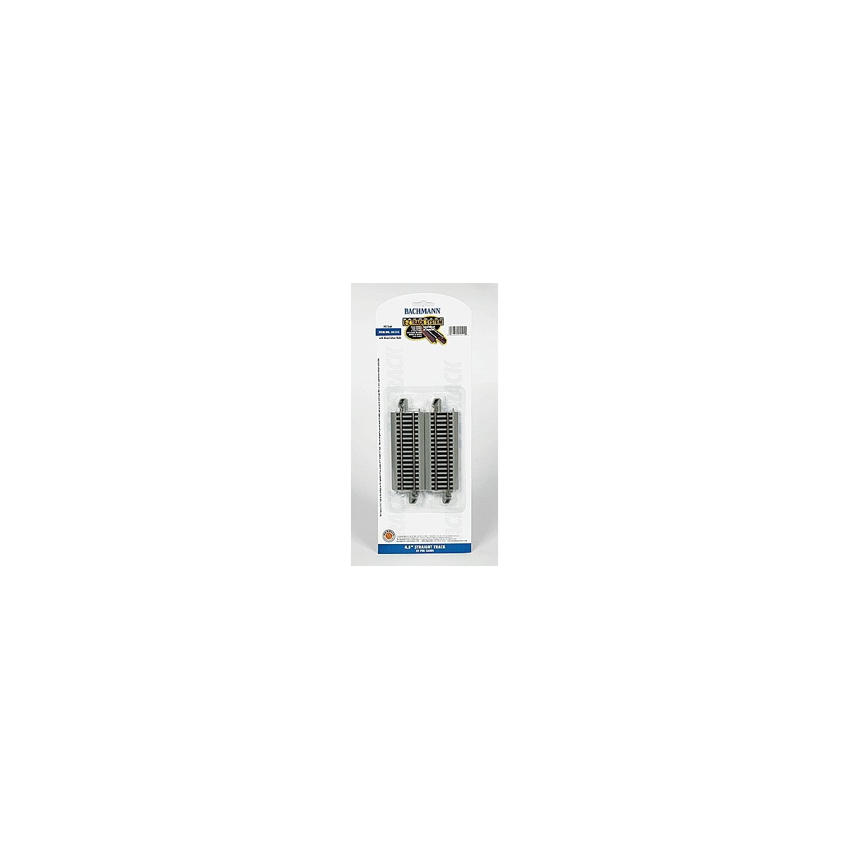 Straight Track w/Nickel Silver Rail & Gray Roadbed - E-Z Track(R) -- 4-1/2′ 11.4cm pkg(4), HO, Bachmann Industries 44514