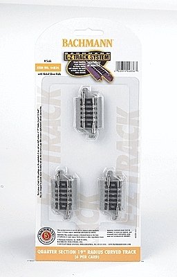 Curved Track w/Nickel Silver Rail & Gray Roadbed - E-Z Track(R) -- 19′ Radius Quarter Section, N, Bachmann Industries 44836
