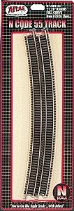 Code 55 Track w/Nickel-Silver Rail & Brown Ties -- 21-1/4′ Radius Full Curve pkg(6), N, Atlas Model Railroad Co. 2028
