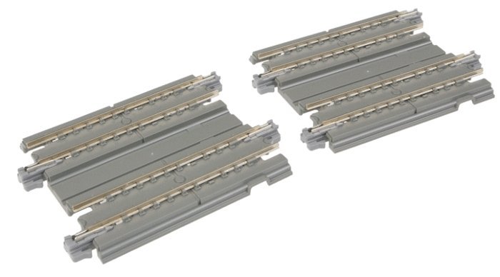 Straight Double Concrete Slab Track - Unitrack -- 2-7/16′ 6.2cm pkg(2), N, Kato USA Inc 20044