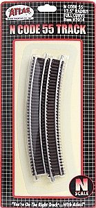 Code 55 Track w/Nickel-Silver Rail & Brown Ties -- 12-1/2′ Radius Full Curve pkg(6), N, Atlas Model Railroad Co. 2014