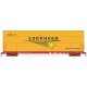Sky Box Aerospace Flatcar with Cover - Ready to Run -- Santa Fe (red, white, Lockheed Cover, yellow), HO, Intermountain Railway 