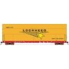 Sky Box Aerospace Flatcar with Cover - Ready to Run -- Santa Fe (red, white, Lockheed Cover, yellow), HO, Intermountain Railway 