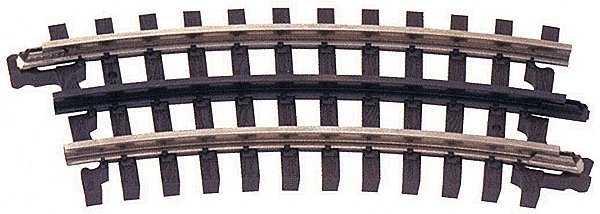21st Century Track System(TM) Nickel Silver Rail w/Brown Ties - 3-Rail -- 027 Half Curved Section, O, Atlas O 6044