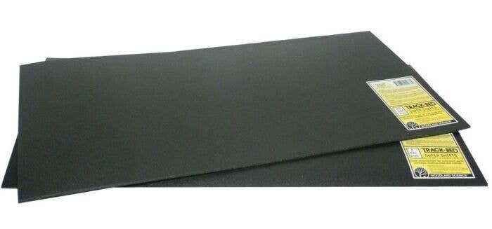 Track-Bed Roadbed Material -- Super Sheet - 12 x 24 x 1/8′ 5.1 x 9.4 x .3cm, N, Woodland Scenics 1478