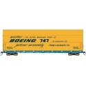 Sky Box Aerospace Flatcar with Cover - Ready to Run -- Great Northern (blue, white, Boeing Cover, yellow), HO, Intermountain Rai