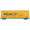 Sky Box Aerospace Flatcar with Cover - Ready to Run -- Great Northern (blue, white, Boeing Cover, yellow), HO, Intermountain Rai