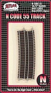 Code 55 Track w/Nickel-Silver Rail & Brown Ties -- 18-3/4′ Radius Half Curve pkg(6), N, Atlas Model Railroad Co. 2025
