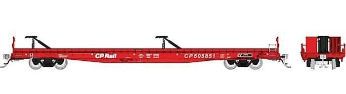Marine Industries Piggyback Flatcar - Ready to Run -- Canadian Pacific 2 (Action Red), HO, Rapido Trains Inc 151004A