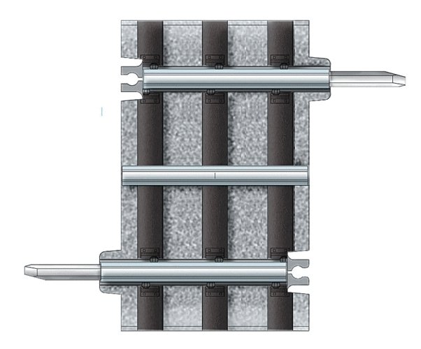 FasTrack(TM) Track w/Roadbed - 3-Rail -- 1-3/8′ Track Section No Roadbed, O, Lionel 612074