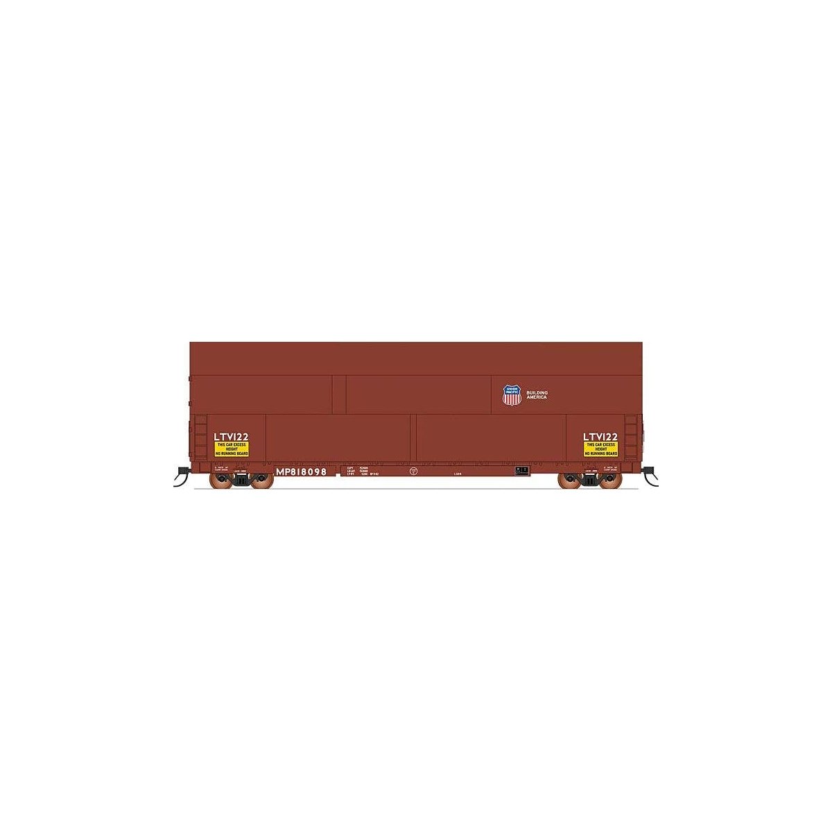 Sky Box Aerospace Flatcar with Cover - Ready to Run -- Union Pacific MP (Post 1996, Boxcar Red), HO, Intermountain Railway Compa
