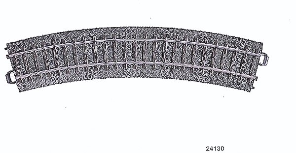 3-Rail C Track -- R1 Curve 14-3/16′ 36cm Radius, 30-Degree, HO, Marklin, Inc 24130
