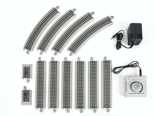 E-Z Track(R) Reversing System - Nickel Silver w/Gray Roadbed -- Power Pack, Auto-Reversing T, HO, Bachmann Industries 44547