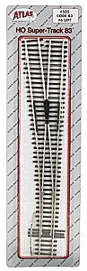 Code 83 Custom Line No. 6 Turnout -- Left Hand, HO, Atlas Model Railroad Co. 505