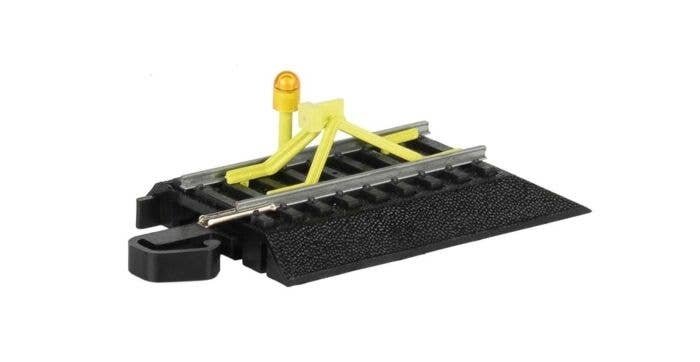Track Bumper with Flashing LED - Steel Alloy Rail, Black Roadbed E-Z Track(R, HO, Bachmann Industries 44476