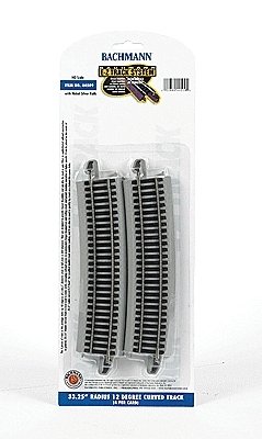 Curved Track w/ Nickel Silver Rail & Gray Roadbed - E-Z Track(R) -- 33-1/4′ Radius 12-Degree, HO, Bachmann Industries 44509