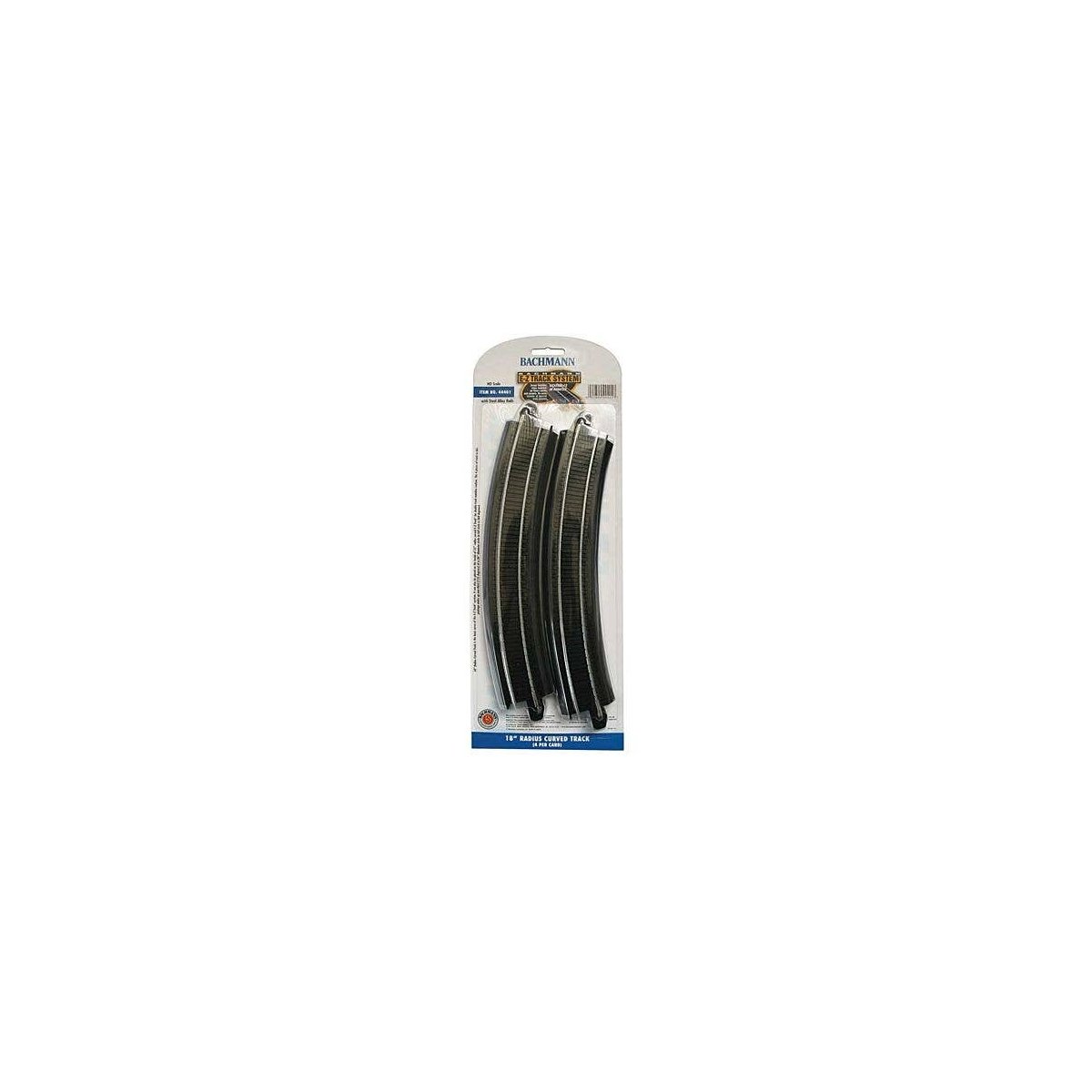Curved Track w/Steel Rail & Black Roadbed - E-Z Track(R) -- 18′ Radius pkg(4), HO, Bachmann Industries 44401