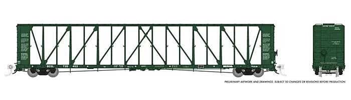NSC 73′ Centerbeam Flatcar 6-Pack - Ready to Run -- BC Rail (green), HO, Rapido Trains Inc 174001