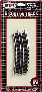 Code 55 Track w/Nickel-Silver Rail & Brown Ties -- 10′ Radius Full Curve pkg(6), N, Atlas Model Railroad Co. 2010