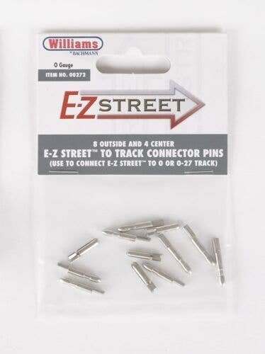 E-Z Street(TM) Accessory -- E-Z Street to 3-Rail Track Joiners/Track Pins pkg(8 Outer, 4 Inner), O, Bachmann Industries 272