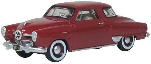 1950 Studebaker Champion Starlight Coupe - Assembled -- Comanche Red, HO, Oxford Diecast 87SC50003