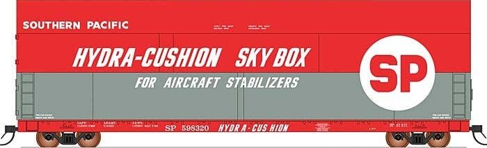 Sky Box Aerospace Flatcar with Cover - Ready to Run -- Southern Pacific (red, gray, white), HO, Intermountain Railway Company 47