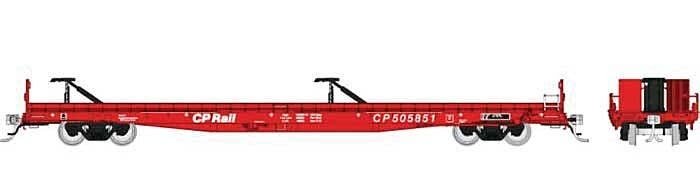 Marine Industries Piggyback Flatcar - Ready to Run -- Canadian Pacific 1 (Action Red), HO, Rapido Trains Inc 151003A