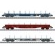 Type Rnss Flatcar 3-Pack - Ready to Run -- 2 Luxembourg State Railroad CFL & Belgian State Railroad SNCB Cars, N, Trix 18723
